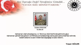 MSB açıkladı: Silah kazası sonucu bir askerimiz şehit oldu